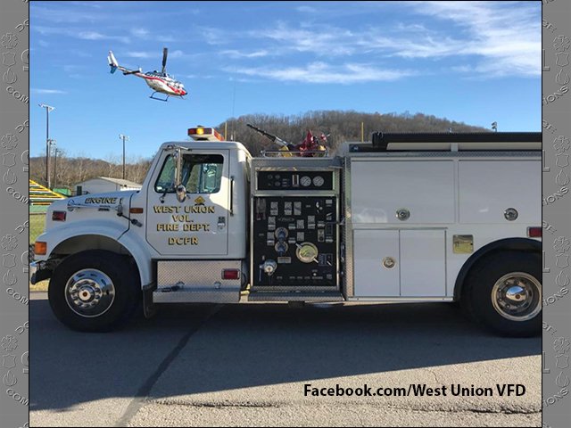 West Union VFD's Engine 1 on scene after flying a patient out on an air ambulance.